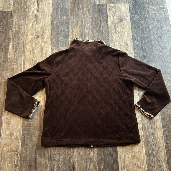 Onque Casuals Vintage Leopard Print Brown Velour Jacket Coat Women’s Size Large - Picture 8 of 10